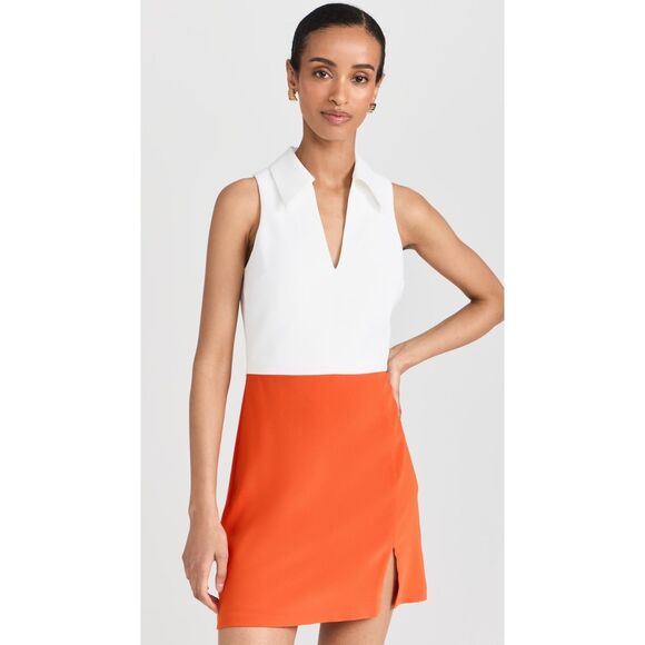 NWT Amanda Uprichard Augusta Sleeveless Mini Tennis Dress in White & Orange Sz S - Picture 3 of 16